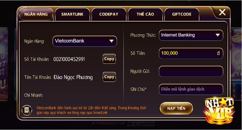 Nhatvip nhiều hình thức thanh toán